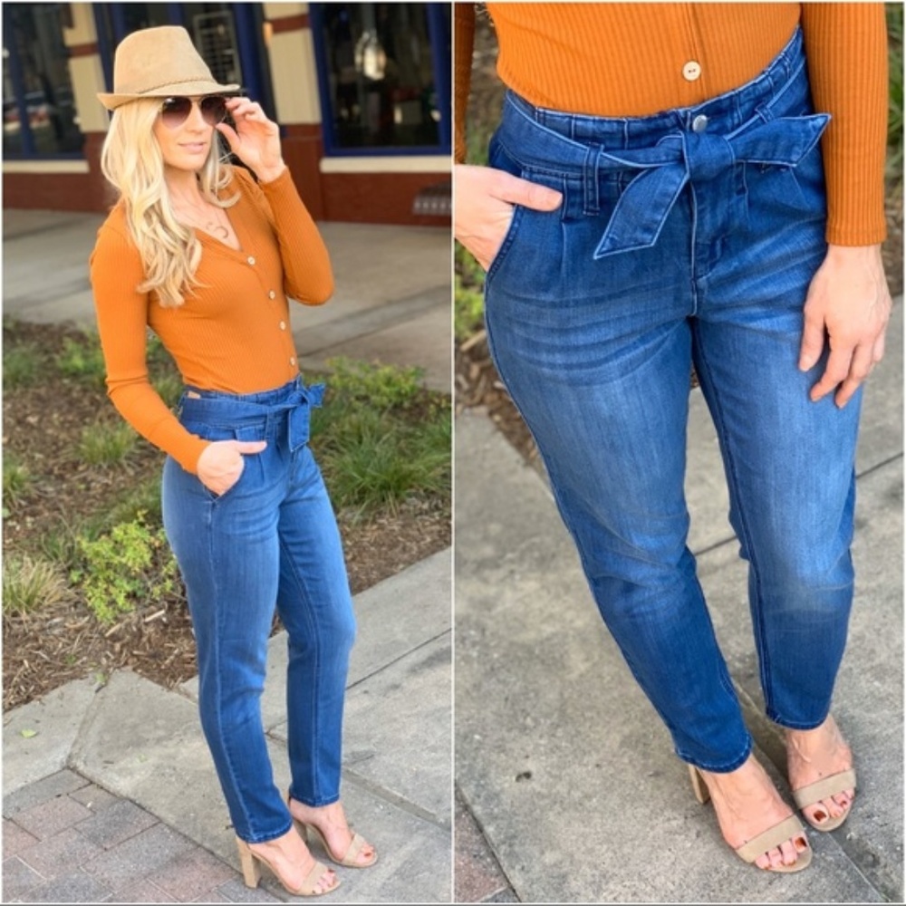 LAST PAIR! Denim Tie Front Jeans - Picture 7 of 8